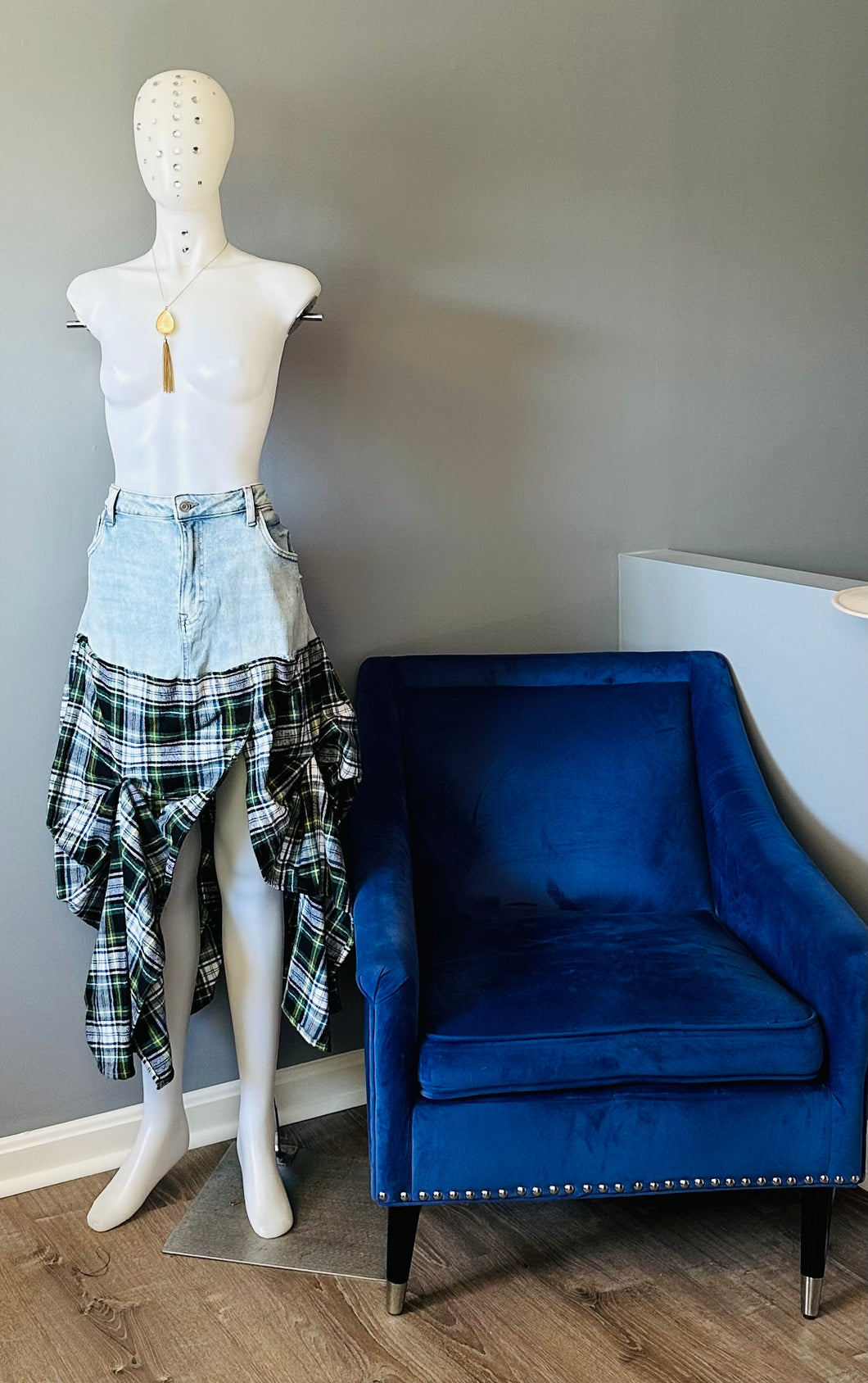 TG Denim Plaid Skirt